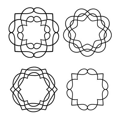 black outline medallion shapes