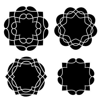 black medallion shapes