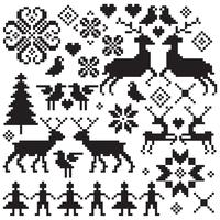 black nordic vector winter motifs
