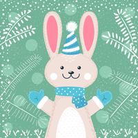 Rabbit characters. Cute winter illustration. vector