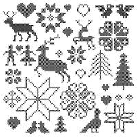 black embroidered nordic motifs clipart graphics