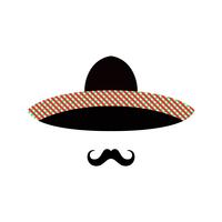 Cara de hombre mexicano con sombrero y bigote. vector