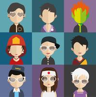 People avatars with colorful backgrounds vector