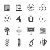 Conjunto de iconos de ciencia negro