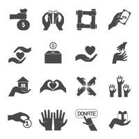Long hands giving black icons set vector