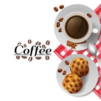Café con galletas desayuno composición ilustración vector
