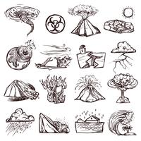 Natural Disaster Sketch Icon Set  vector