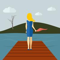 Lonely Girl Flat vector