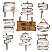 Wooden Signs Sketch Set  vector