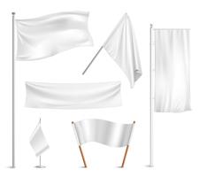 White flags pictograms collection vector