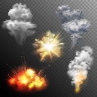 Conjunto de formas de explosiones de fuegos artificiales.