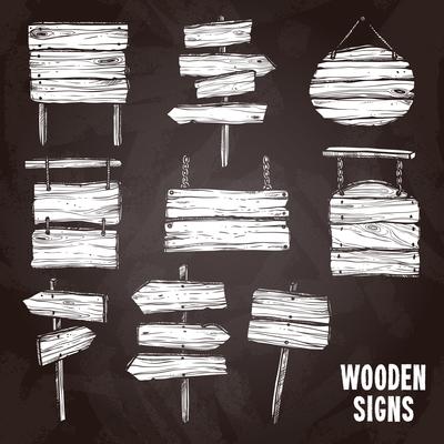 Wooden Signs Chalkboard Style Set 