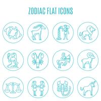 Conjunto de líneas de iconos del zodiaco vector