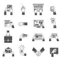 Business Hands Icons Black vector