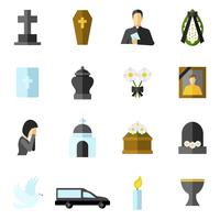 Funeral Flat Icons Set vector