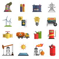 Energy power flat icons set  vector