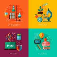 Science concept 4 flat icon composition icons  vector