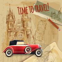 Europe Travel Car Vintage Poster vector