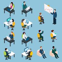 Business people isometric pictograms collection vector