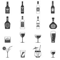 Iconos de alcohol negro vector