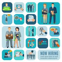 Human resources hiring flat icons set  vector