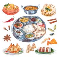 Indian restaurant food ingredients composition vector