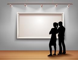 People Silhouettes In Gallery vector