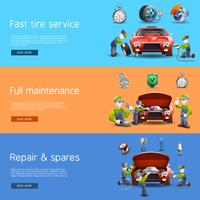 Auto mechanic service flat banners set vector