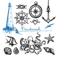 Nautical Hand Drawn Set vector