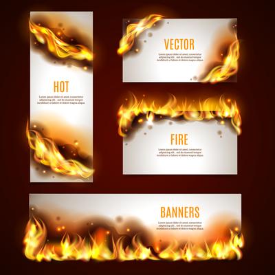 Hot fire banners set