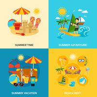 Vacaciones de verano y conjunto de iconos de aventura vector