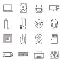 Computer Hardware And Accessories Icon Set vector