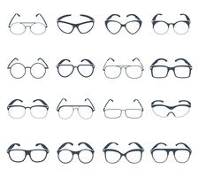Gafas de sol gafas iconos negros establecidos vector