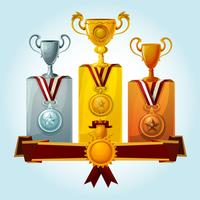 Trophies On Podium vector