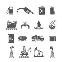 Conjunto de iconos de la industria del petróleo vector