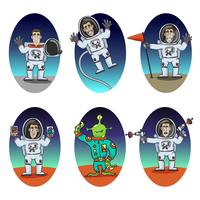 Set de emociones del astronauta vector