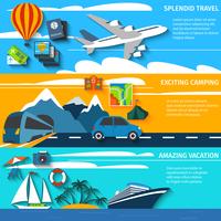 Travel vacation camping banners set vector