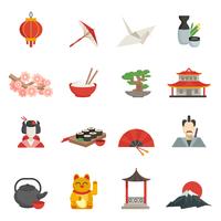 Conjunto plano de iconos japoneses vector