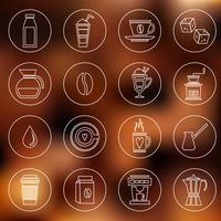 Coffee icons outline vector
