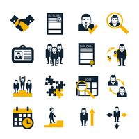 Human resources black icons set vector