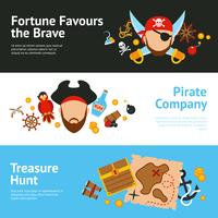 Pirate concept flat banners set