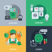 Electricity Flat Icons vector