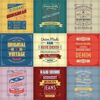 Denim typography background color set vector