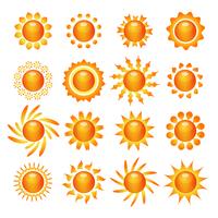 Conjunto de iconos de símbolo de sol vector