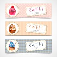 Sweetshop cupcakes banners set vector