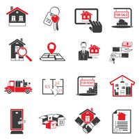 Real estate black icons set vector