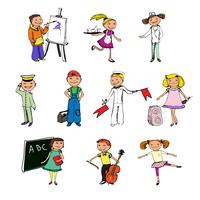 Profesiones infantiles personajes. vector