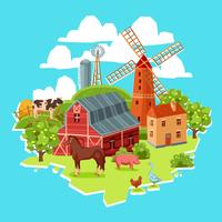 Farm multicolored concept vector