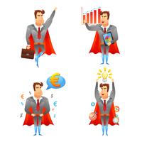 Superhero businessmen character icons set vector