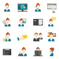 Personal Assistant Flat Icons vector